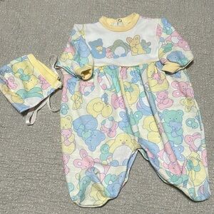 Vintage Little Me foot outfit with bonnet